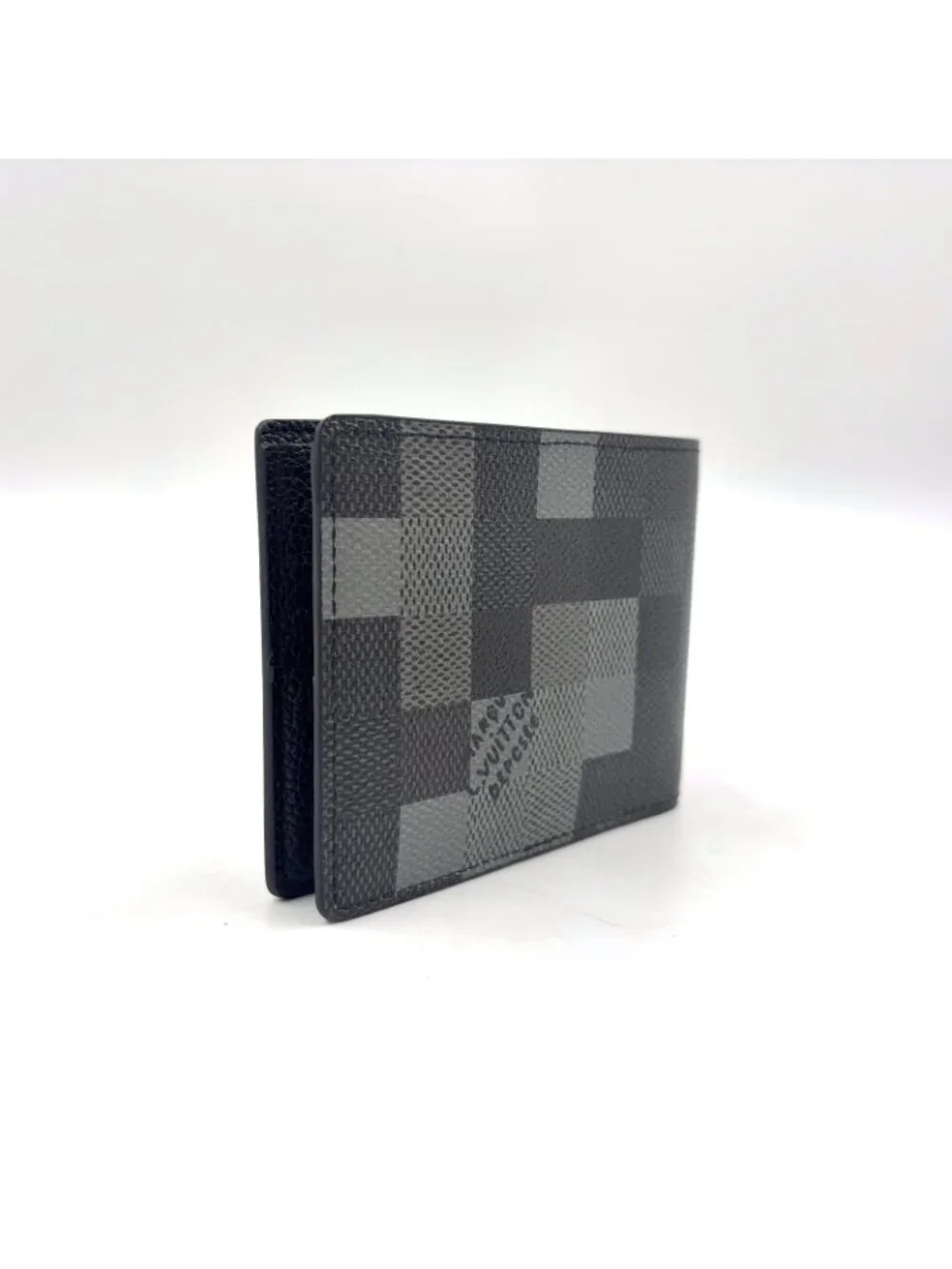 Louis Vuitton Portefeuille Calf Correspondence Leather Black Bi Foldwallet